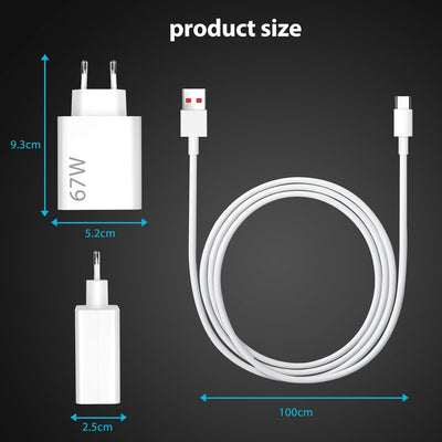 67W Turbocharge Ladegerät mit USB C Ladekabel für Xiaomi,USB Netzteil Adapter für Xiaomi 13T 13 Pro