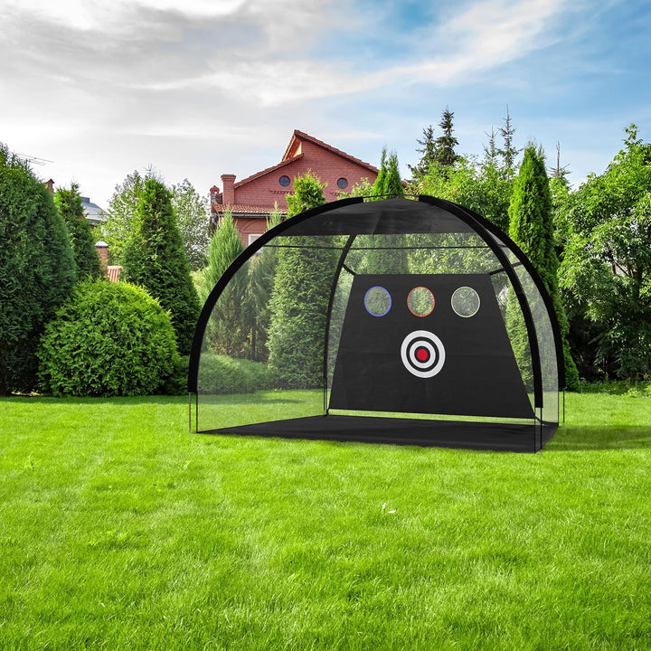 Relaxdays Golf Übungsnetz, Zielscheibe, Tragetasche und Heringe, HxBxT: 200x300x170 cm, Golfnetz Gar