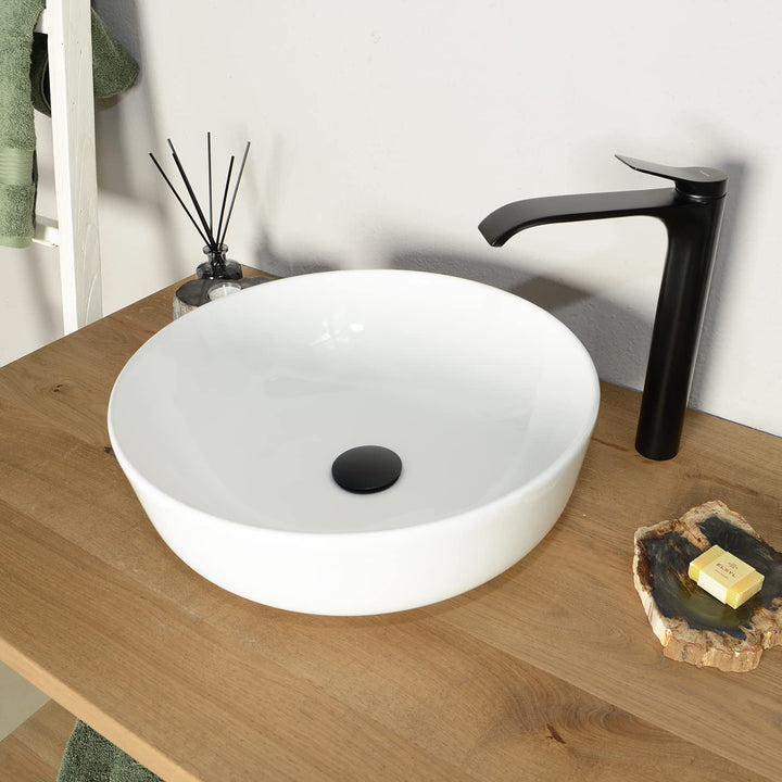 42 cm rund Keramik Waschbecken weiss von WOHNFREUDEN - Stein Aufsatzwaschbecken Badezimmer Waschbeck