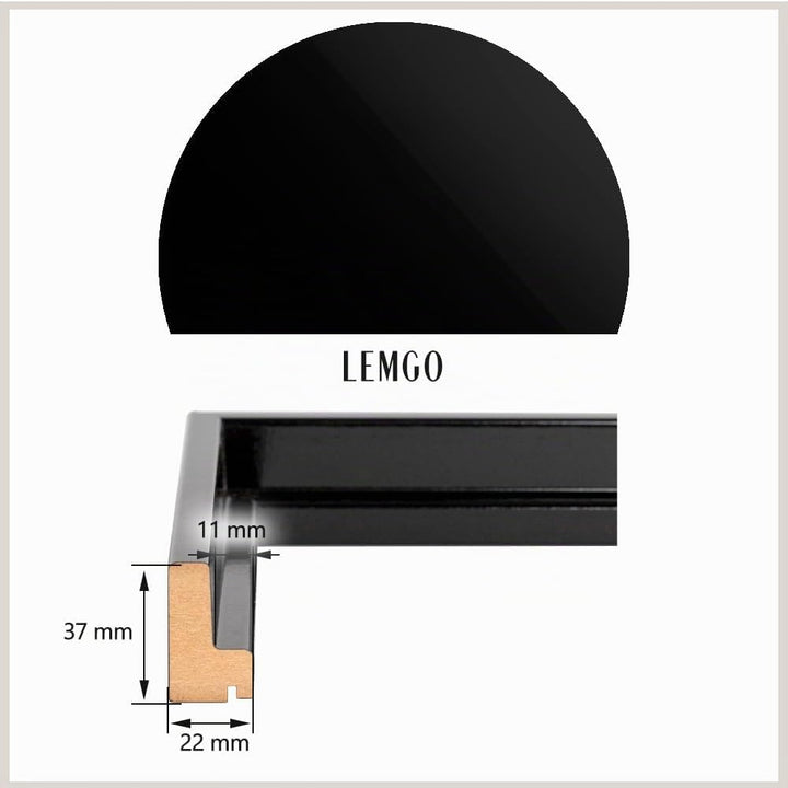 Bildershop-24 Schattenfugenrahmen Lemgo für Keilrahmenbilder und Leinwände 15x15cm Schwarz Hochglanz