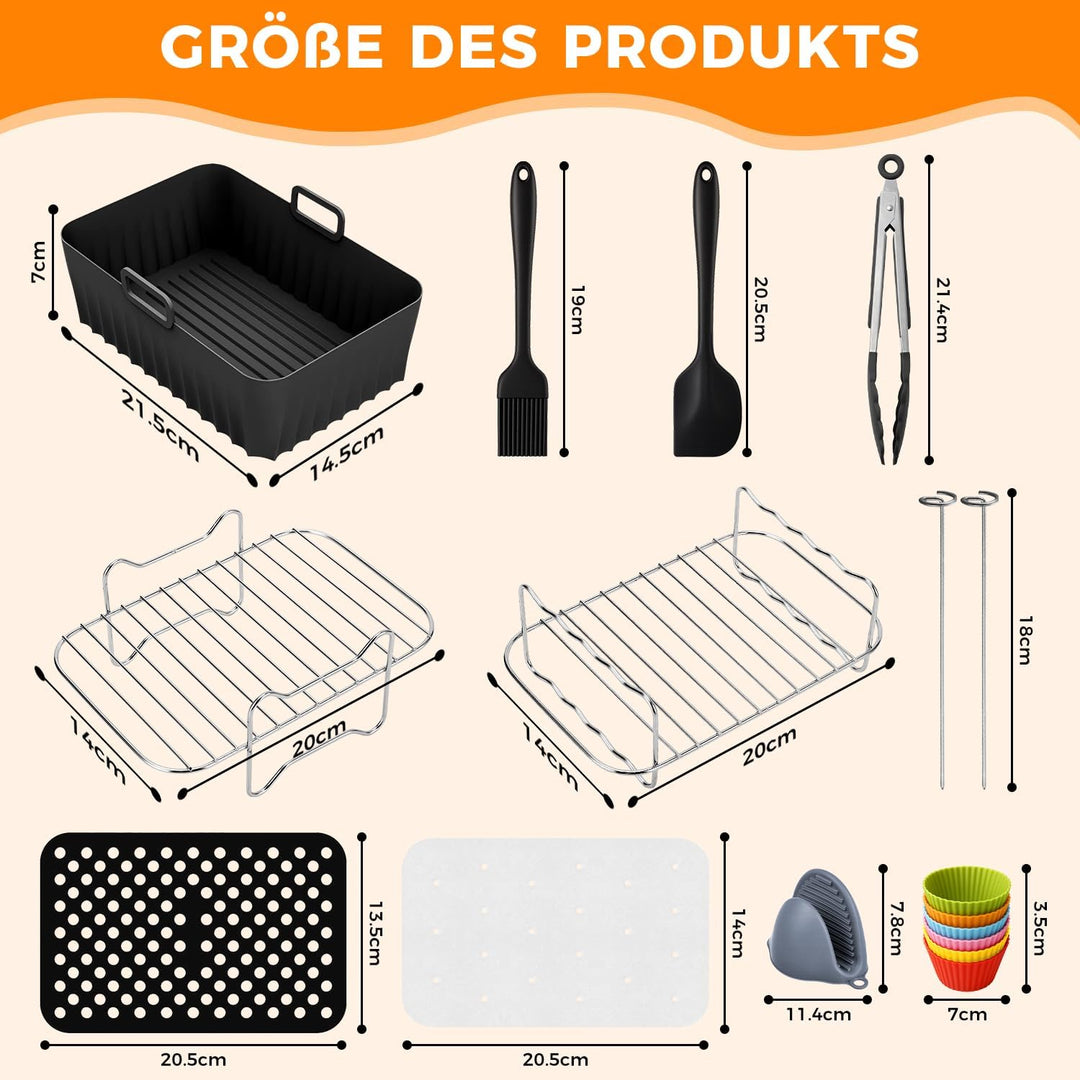 17PCS Zubehör Heissluftfritteuse für Ninja Foodi AF400EU AF300EU AF500EU, 7.6L-9.5L und meisten Dual