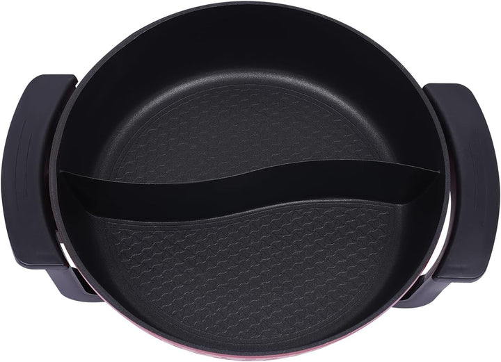 Hot Pot Elektrisch 1300W Elektrischer Topf mit 2 Kammern Shabu Shabu und Deckel 6L Suppentopf Töpfe