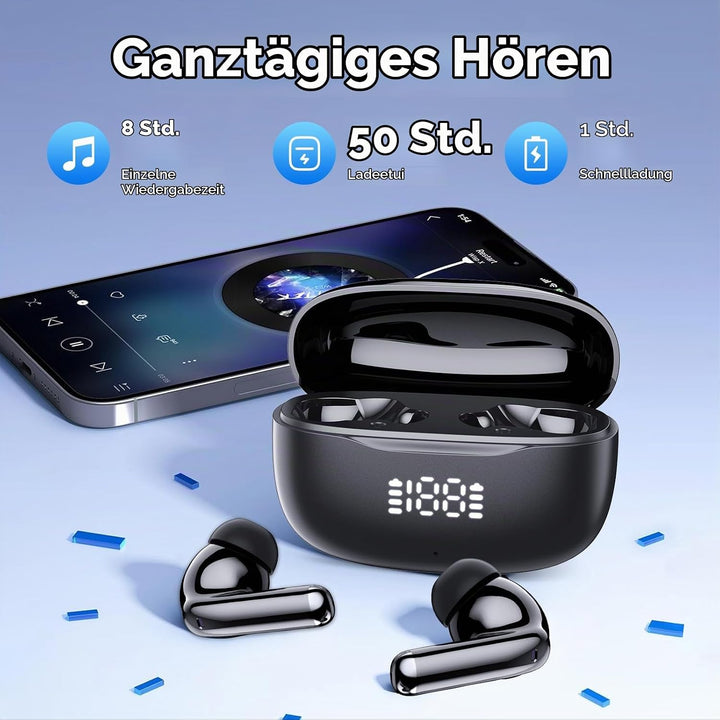 Bluetooth Kopfhörer, Kopfhörer Kabellos Bluetooth 5.3, In Ear Kopfhörer mit 4Mic ENC Anruf Noise Can