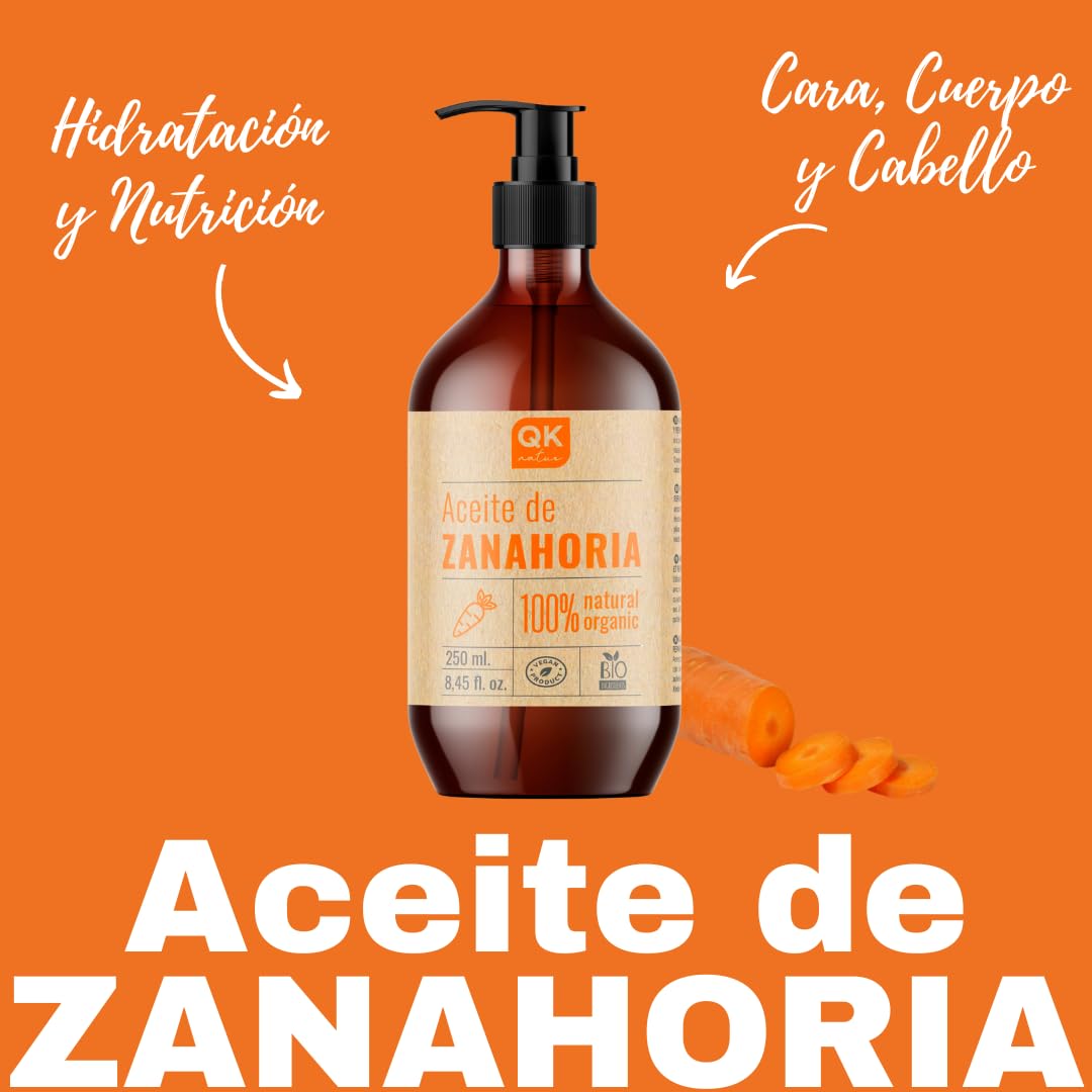 Qknatur – KAROTTENÖL 250 ml – 100% rein und natürlich – natürlicher Sonnenbräuner – spendet Feuchtig