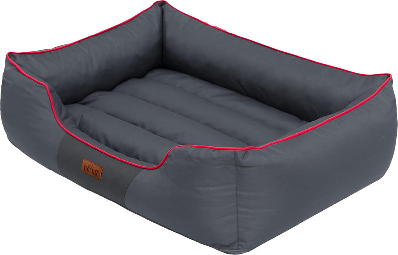 Hobbydog CORSCL12 Hundebett, Sofa, Korb Tierbett Comfort, Grösse XL, 82 x 62 cm, grau mit einem rote