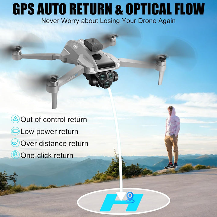 OBEST GPS Drohne mit Kamera 4K Erwachsene 5G WIFI FPV Drone mit Bildschirm 4.5" und 4GB, 2 Batterie