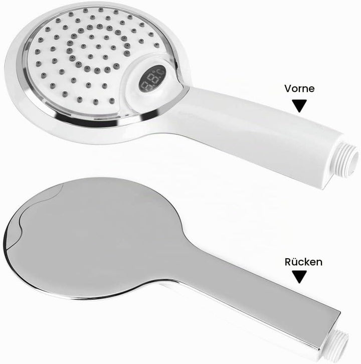 3 Farbe LED Handheld Dusche Spray Kopf mit Digitale Temperaturanzeige, Wasser Flow Powered ABS Chrom