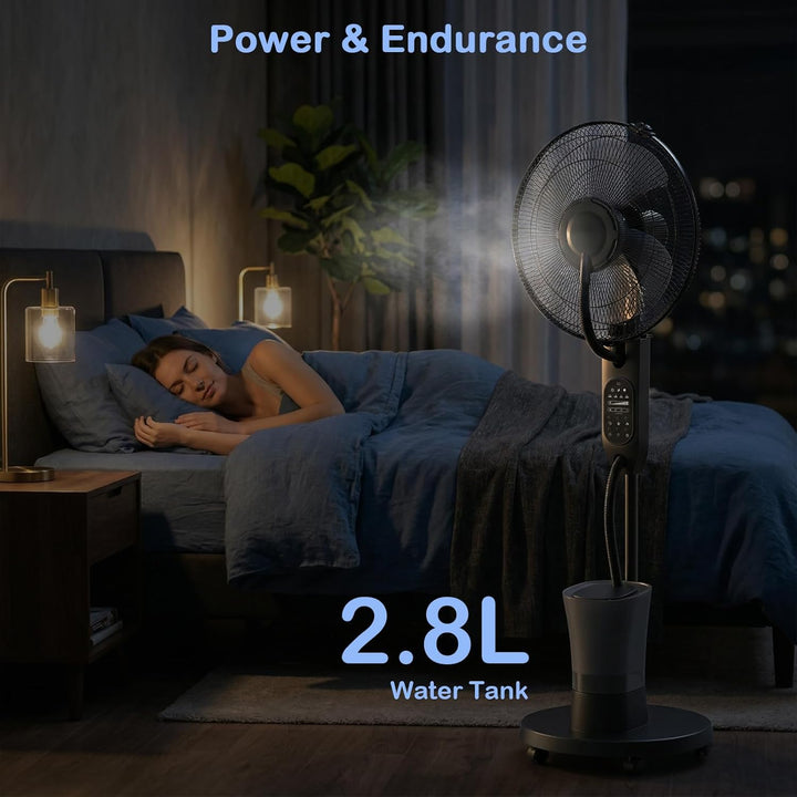 Standventilator mit Wasserkühlung, Stand-Ventilator Frosty mit Wasser, Ventilator inkl. Sprühnebel,