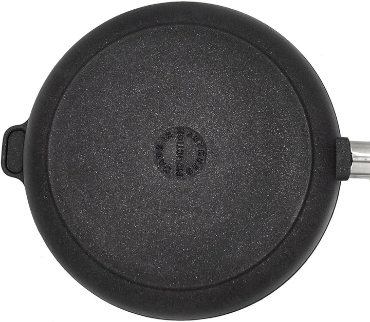 Eurolux Guss-Pfanne Induktion Set & Deckel Ø 24 cm abnehmbarer Griff - hoher Rand 7 cm - Alugusspfan