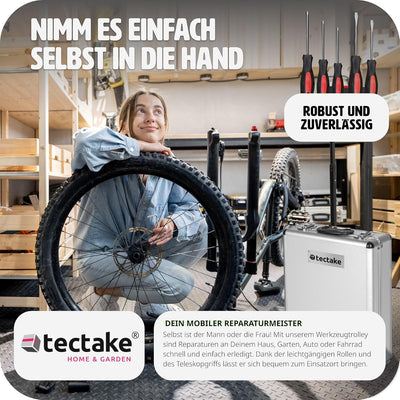 tectake® Werkzeug Set im Aluminium Koffer, Werkzeugkoffer gefüllt 799-tlg., Tool Werkzeugwagen fahrb