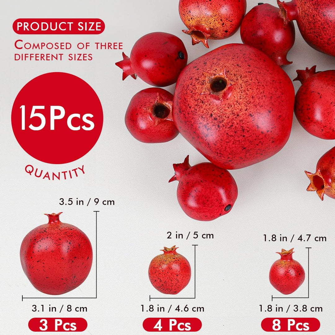15 Stück Künstliche Granatapfel Früchte,künstliche Plastik Obst Dekor für Küche Party Rote Äpfel – 1