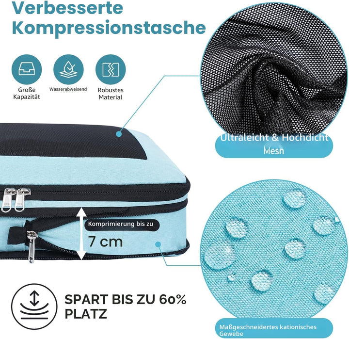 Prezon Kompressions-Packwürfel, Verbessertes Netzfenster, Sichtbar und Tragbar, Erweiterbare Reisege