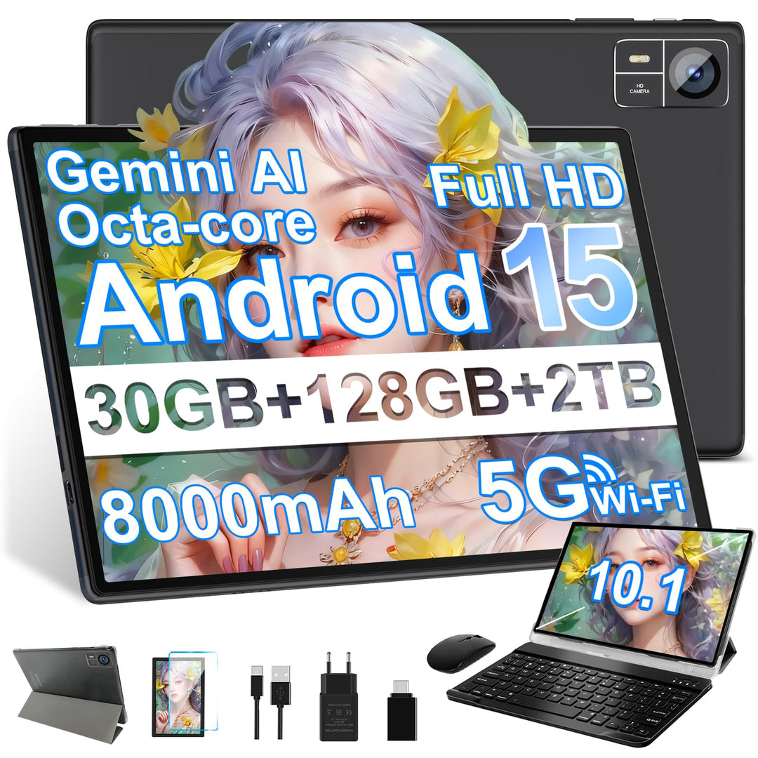 Tablet 10.1 Zoll Android 15 【Gemini AI】【30 GB RAM + 128 GB ROM+2TB】 Widevine L1, Octa Core, 8000 mAh