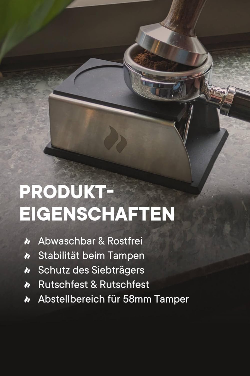 roastmarket Tampingstation - Tamping Station für Siebträger aus Silikon & Edelstahl - Rutschfestes &