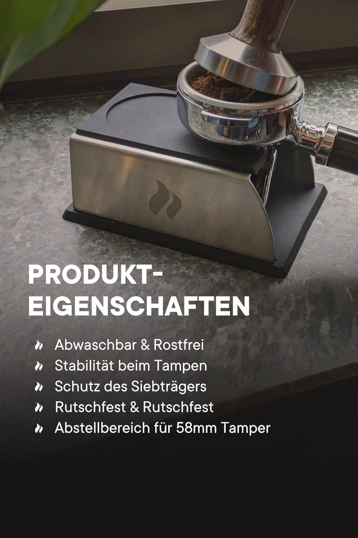 roastmarket Tampingstation - Tamping Station für Siebträger aus Silikon & Edelstahl - Rutschfestes &