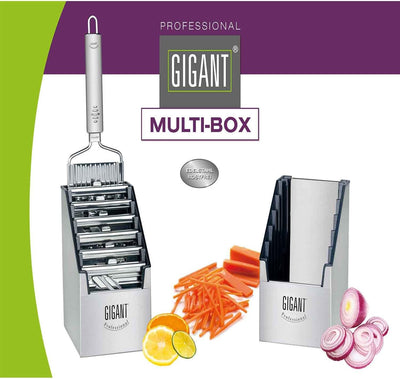 Gigant 4-Fach Gemüsehobel mit Multi-Box und 6 zusätzlichen Einsätzen Edelstahl
