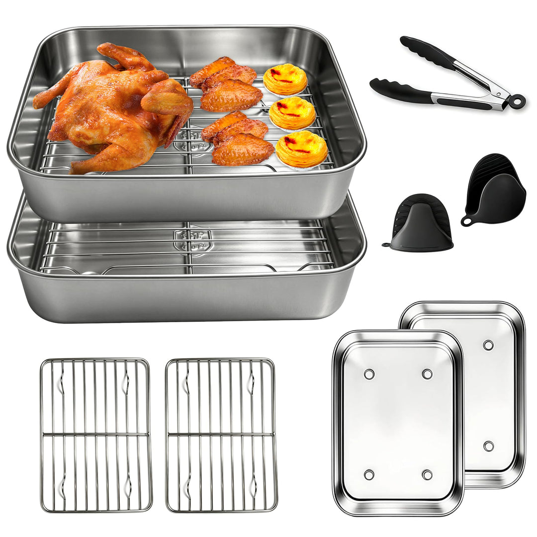 AirFryer Zubehör 6-Piece Set for Ninja Dual Zone & FlexDrawer, 2 X 304 Auflaufform Edelstahl & Grill
