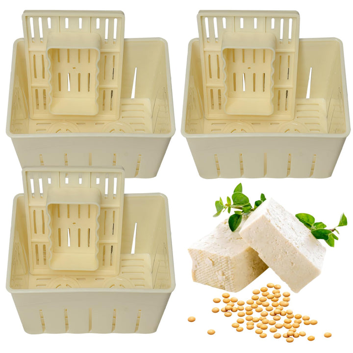 Tofu-Presse, 3 Stück, 14 x 10, 9 x 9, 4 cm, selbstgemachter Tofu-Maker, Lebensmittelqualität PP-Form