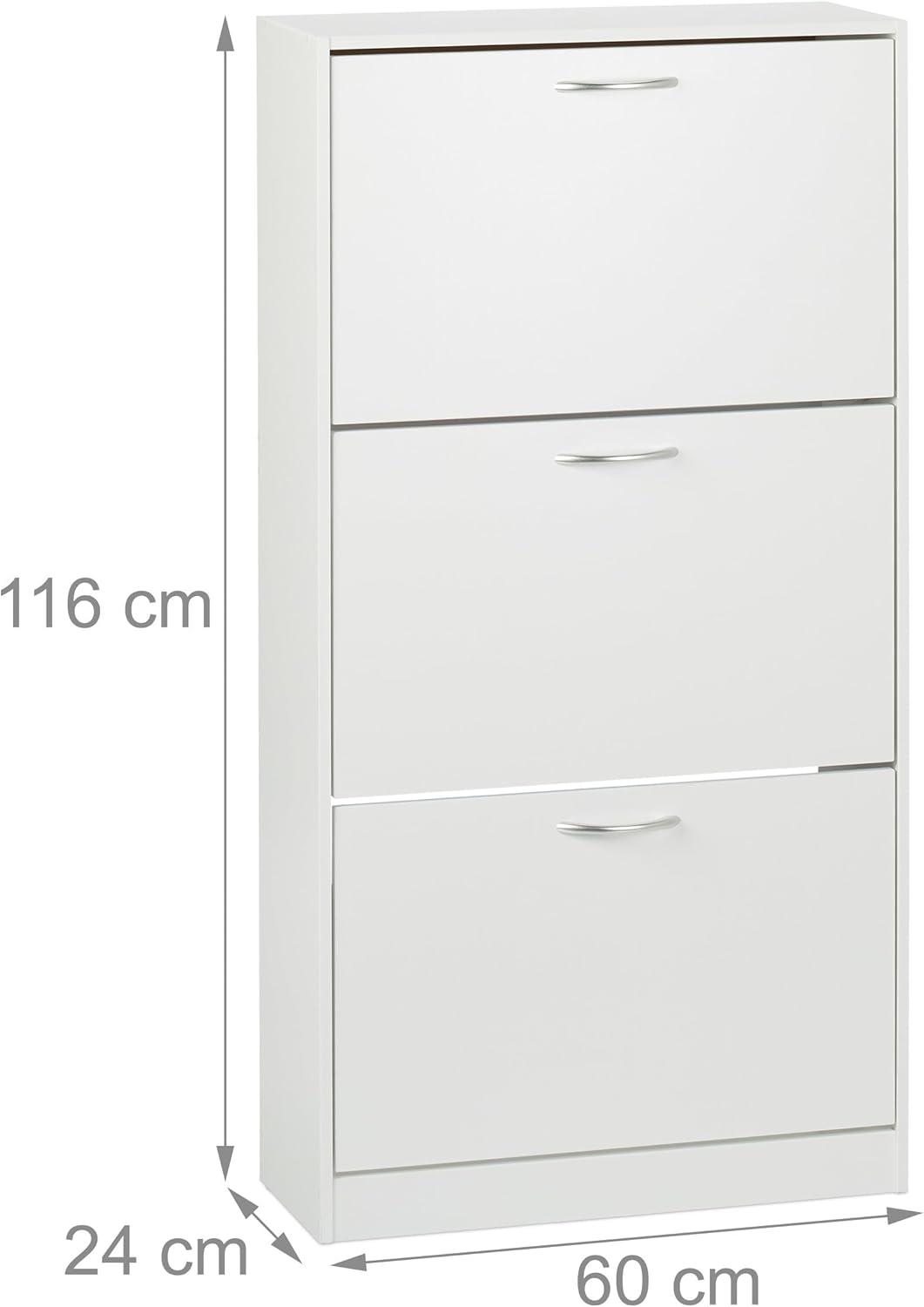 Relaxdays Schuhschrank, HxBxT: 116 x 60 x 24 cm, für 18 Paar, 3 Klappen, schmaler Schuhkipper, Flur
