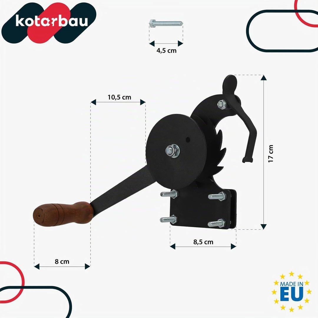 KOTARBAU® Seilzug mit Kurbel für Grill Schwarz Perfekt für Grillreffen mit Bratwürstchen
