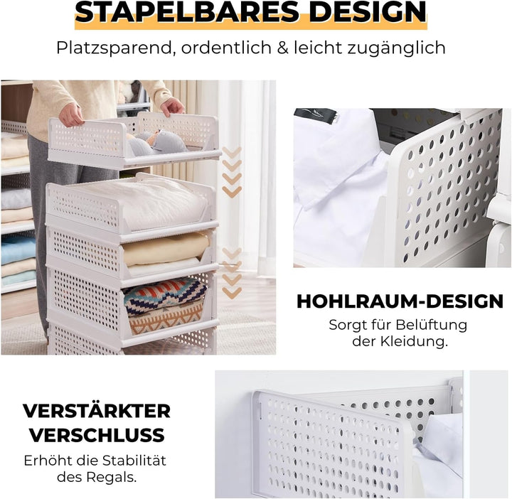 Allyson® 5 Stück Kleiderschrank Organizer Stapelbar, Multifunktionale & Faltbare Schrank Organizer A