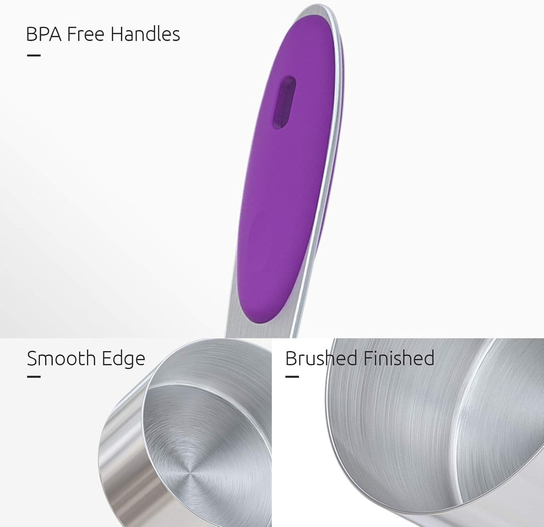 U-Taste Messbecher 18/8 Edelstahl Messbecher und Messlöffel Set mit 10 Stück, Griff mit Verbesserter