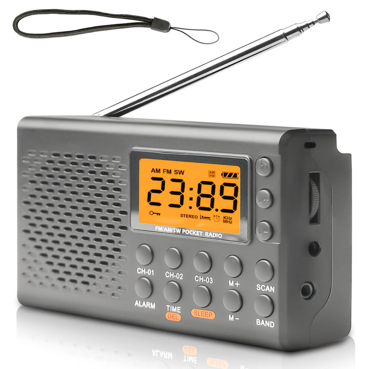 Tragbares Radio, AM,FM,SW Kofferradio mit LCD-Display, Batteriebetrieb, Eingebautem Lautsprecher Ala