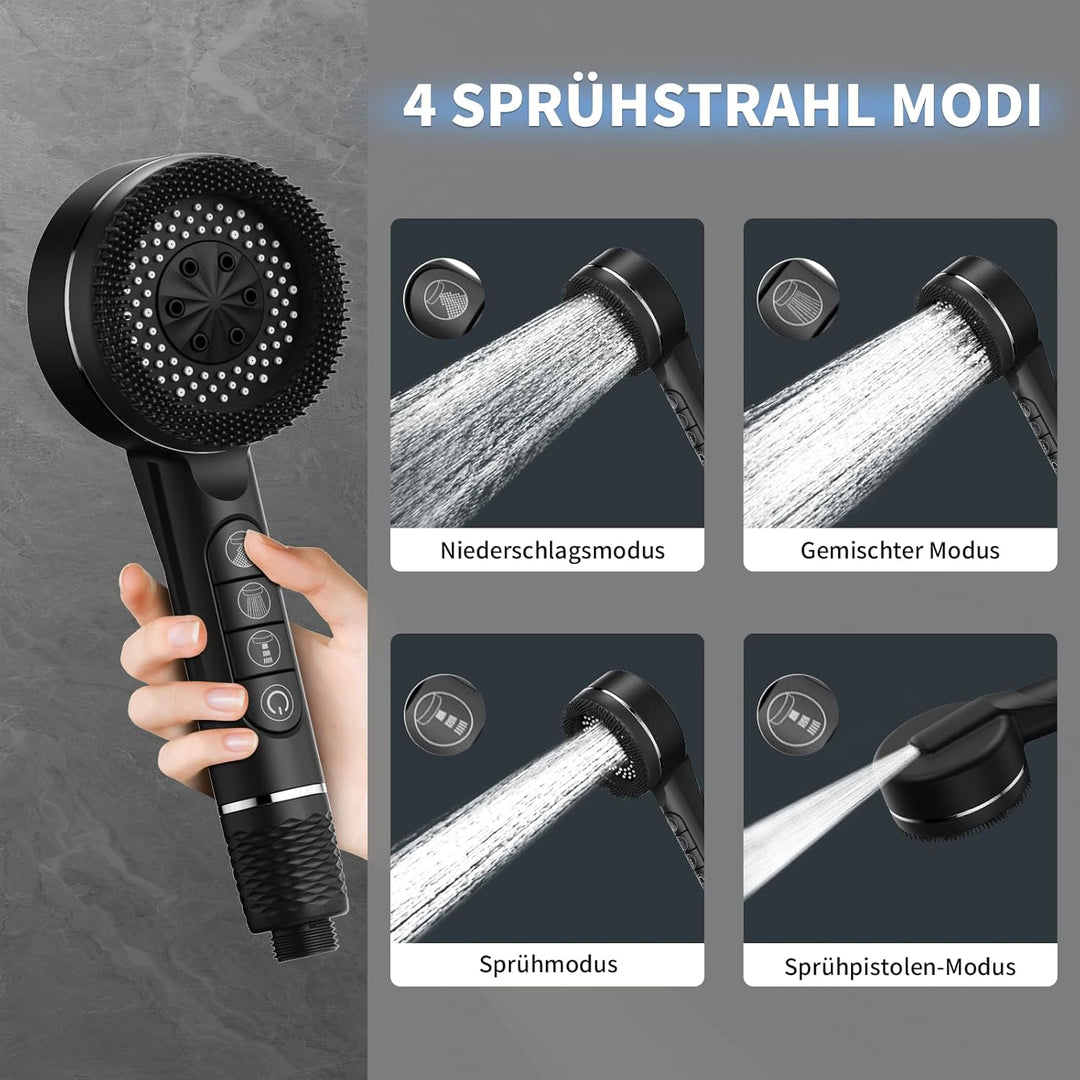 Duschkopf mit Schlauch,Duschbrause mit Filter,Handbrause mit Stoppfunktion,Hochdruck Handbrause mit