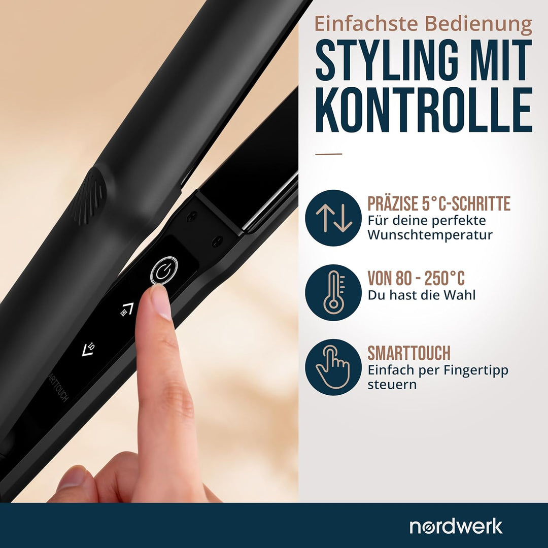 2-in-1 Glätteisen SafeGlide Touch [gegen Frizz &amp; Ziepen] | Haarglätter für Locken und Haare-Glätten