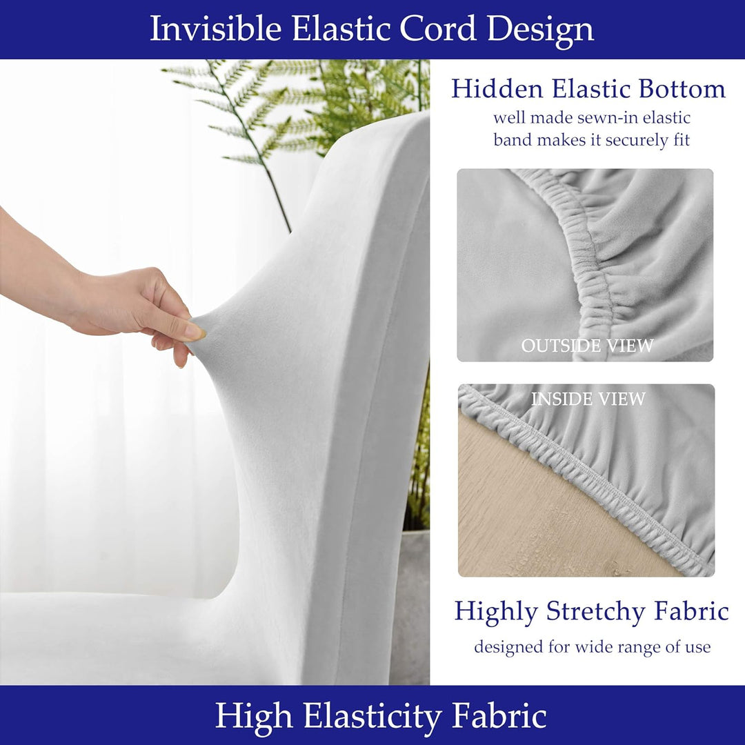 Morwealth 4er 6er Set Stuhlhussen, Stuhlbezug für Esszimmer Waschbar Samt Stretch Stuhl hussen Unive