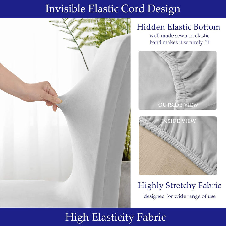 Morwealth 4er 6er Set Stuhlhussen, Stuhlbezug für Esszimmer Waschbar Samt Stretch Stuhl hussen Unive