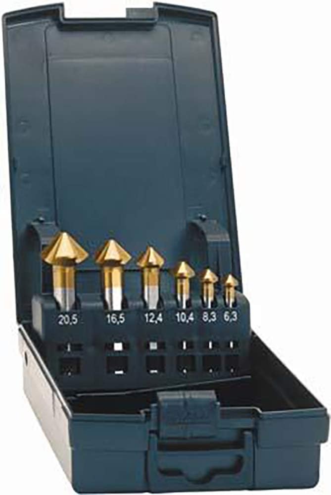 EXACT 50233 Advancedline Kegelsenker Set 90°, Ø 6,3-25,0mm, HSS, TIN-Beschichtung, Rotastop-Schaft,