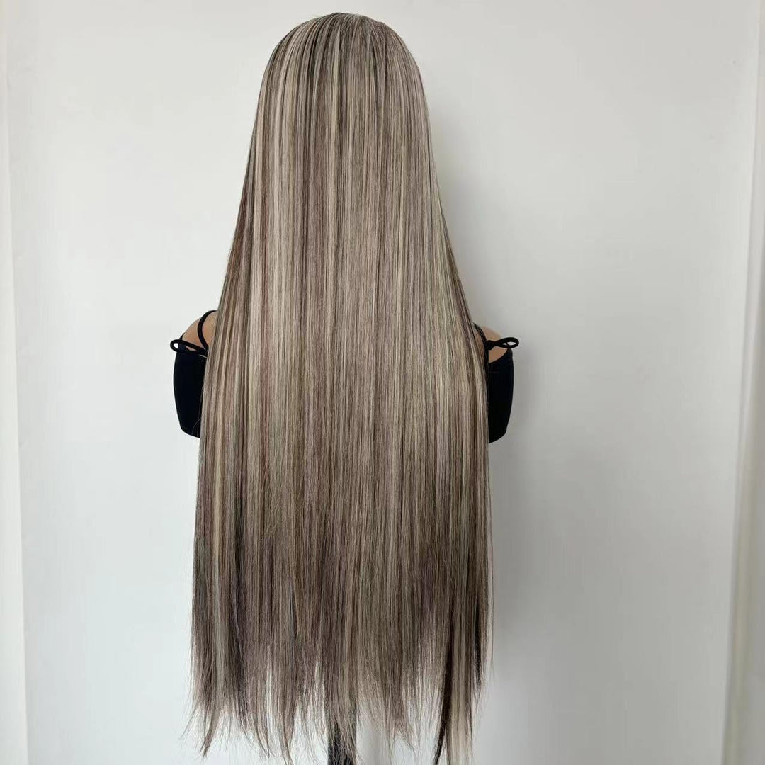 Greenmirr Lange Ombre Asche Blonde Perücke Highlight Blonde Spitze Synthetische Perücke Pieced Lace