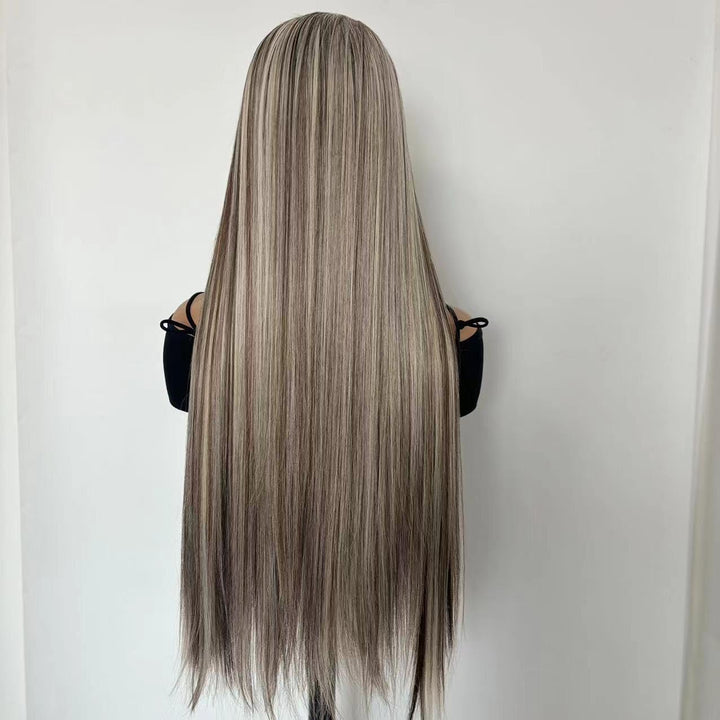 Greenmirr Lange Ombre Asche Blonde Perücke Highlight Blonde Spitze Synthetische Perücke Pieced Lace