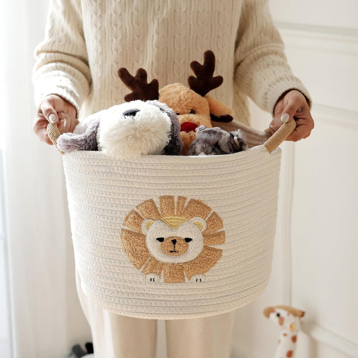 Aufbewahrungskorb Kinder Korb Geflochten Wäschekorb Kinderzimmer Wickeltisch Organizer Korb Mit Löwe