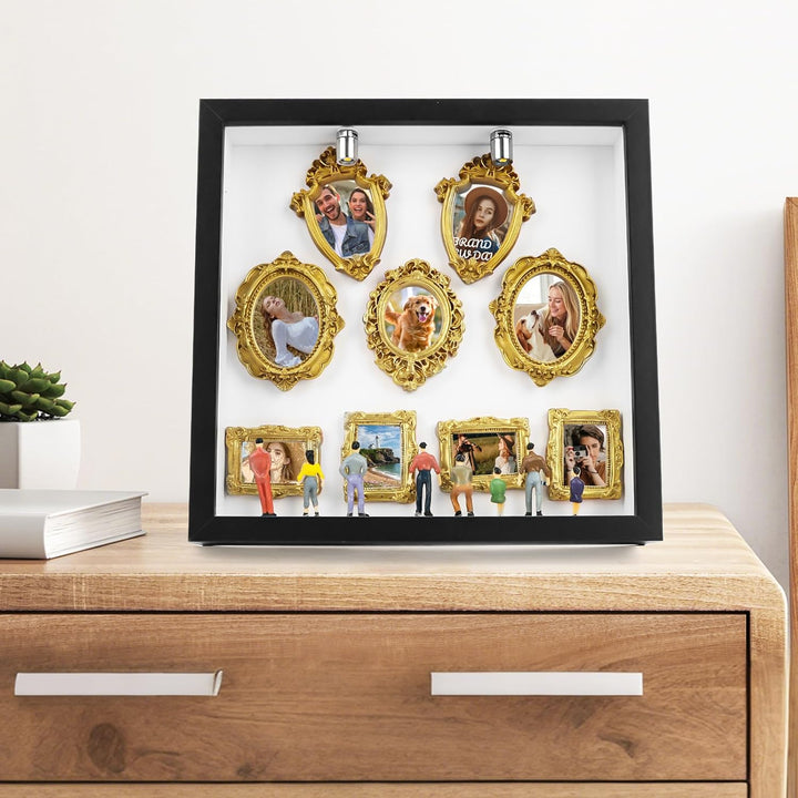 DIY Mini Gold Rahmen Silhouette Box, Upgrade Shadow Box Rahmen Set mit Gold Miniatur Museum, Feiern