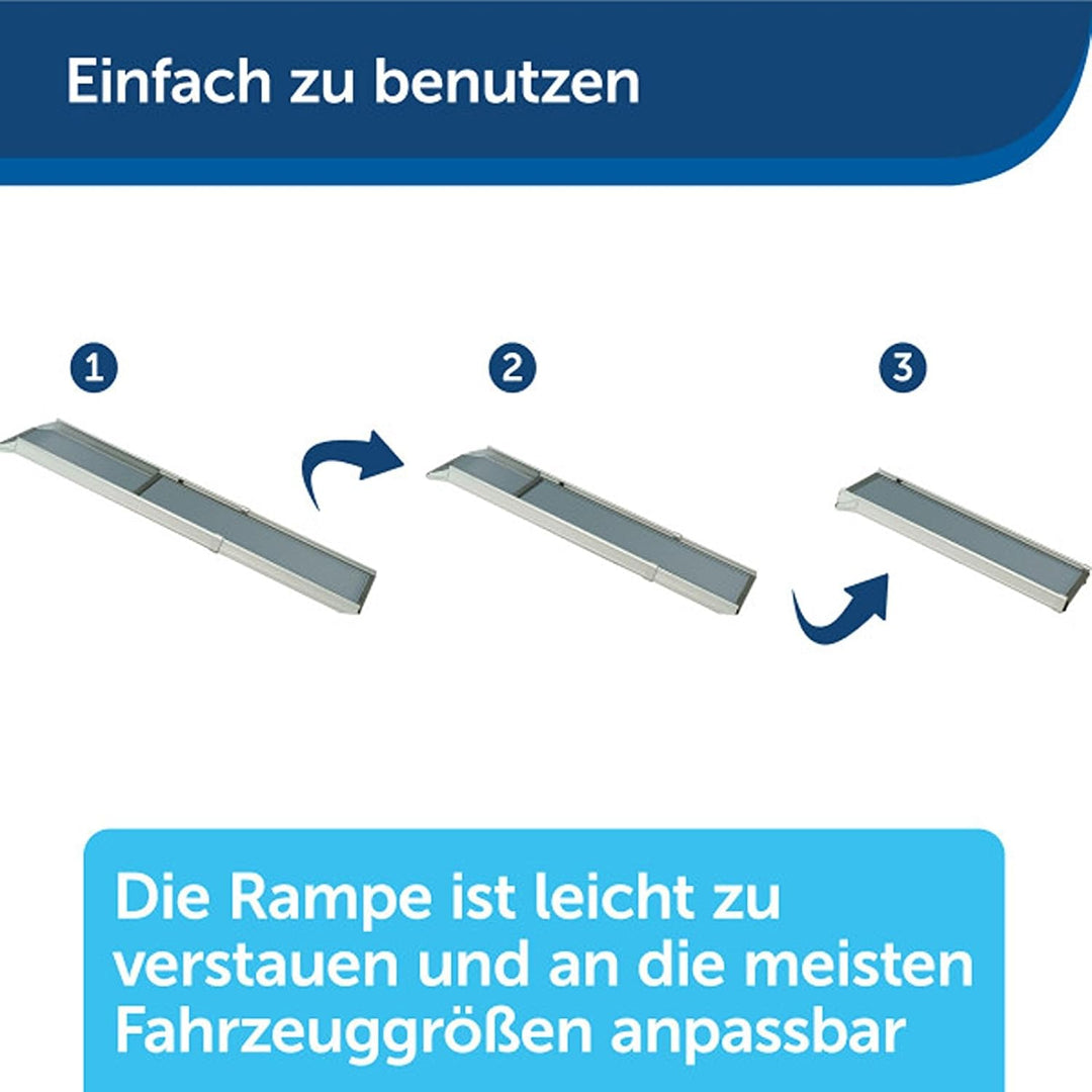 PetSafe Happy Ride Teleskop-Hunderampe, Leichteres Ein- und Aussteigen für Hunde, Rutschfest, XL, Bi