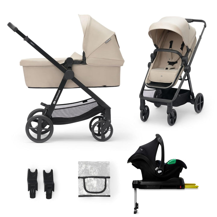 Kinderkraft NEWLY Kinderwagen 4 in 1, Komplettset bis 22 kg, Leicht Kombikinderwagen mit Babyschale
