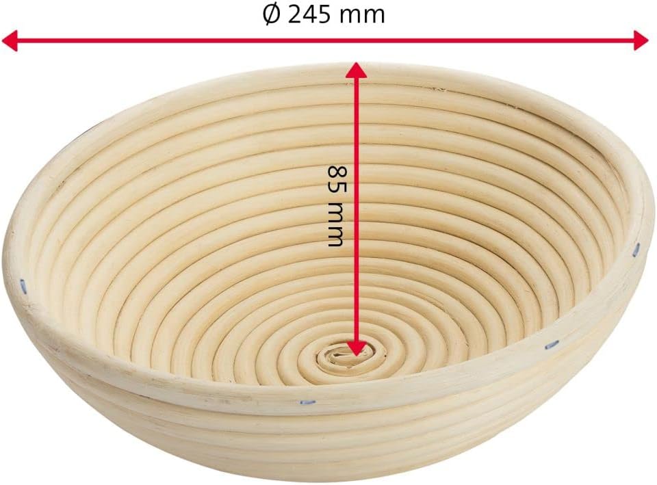 Westmark 2 Gärkörbchen, Rund, Ø 24,5 cm, Für ca. 1500 - 2000 gr Teig, Peddigrohr, Hellbeige, 320622E