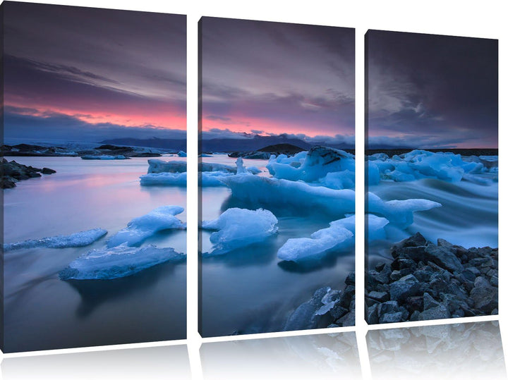 Pixxprint Extreme Eislandschaft als Leinwandbild/Grösse: 3 Teilig (120x80) cm/Wandbild/Kunstdruck/fe