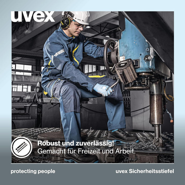 Uvex 2 xenova Sicherheitsstiefel S3 SRC, Schnürstiefel, Arbeitsschuhe für Herren, Schwarz/Grün 39 EU