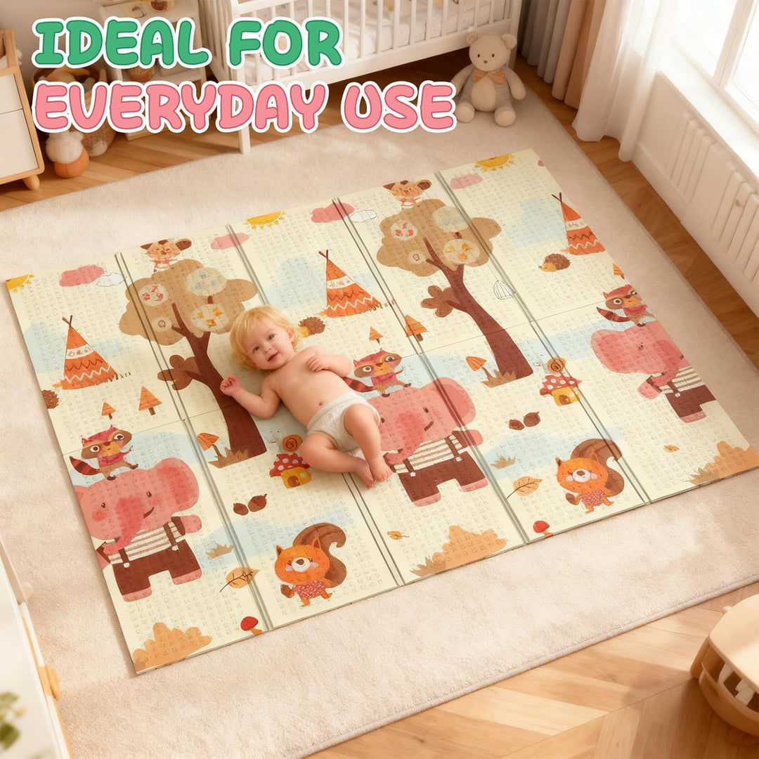 Soontrans Krabbelmatte Baby, Spielmatte Baby Faltbar, 200x180x1cm, Play Mat for Babies Doppelseitige