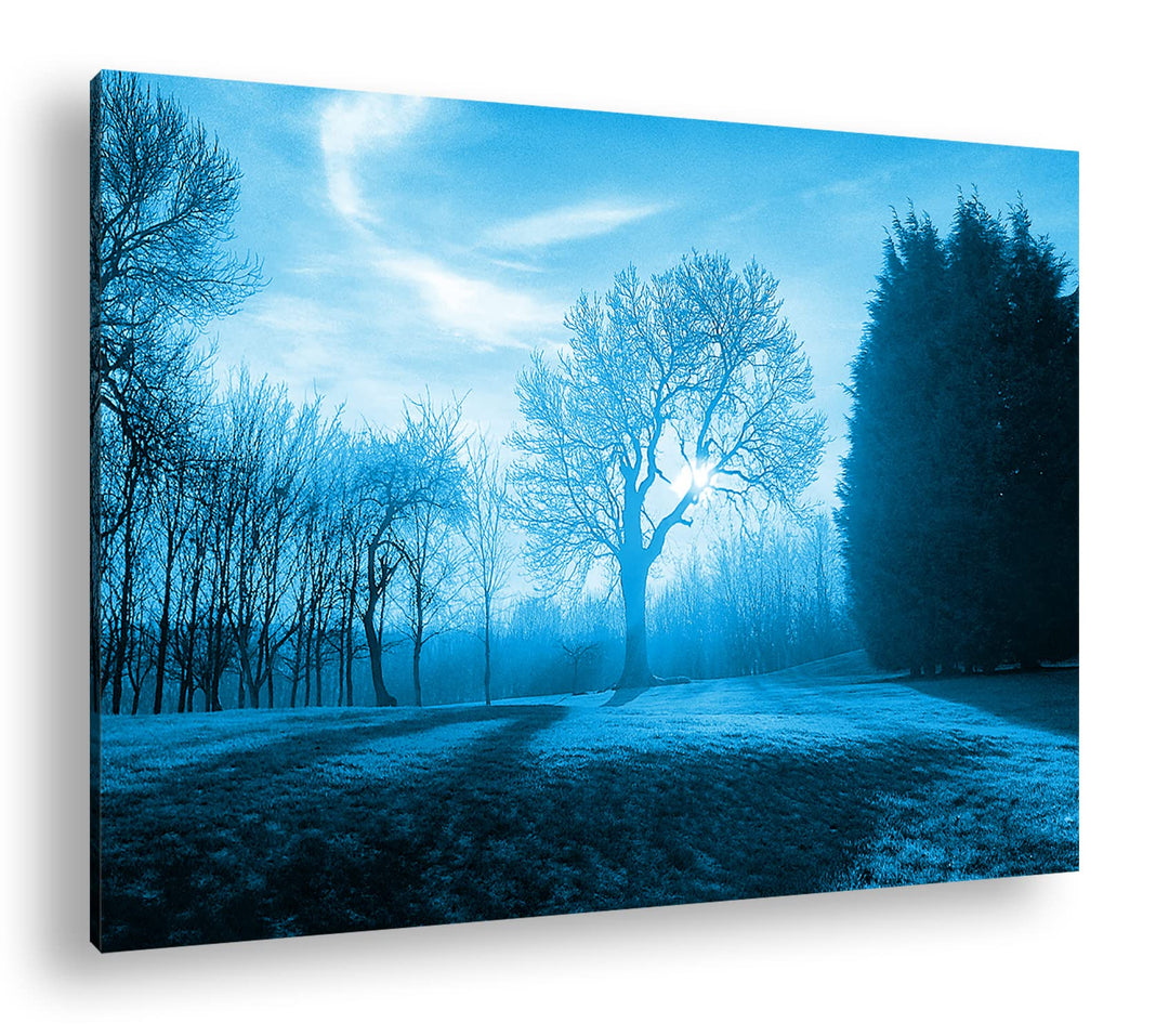 deyoli Landschaft im Sonnenschein Format 80x60 Effekt: Monocrome Blau als Leinwandbild, Motiv fertig