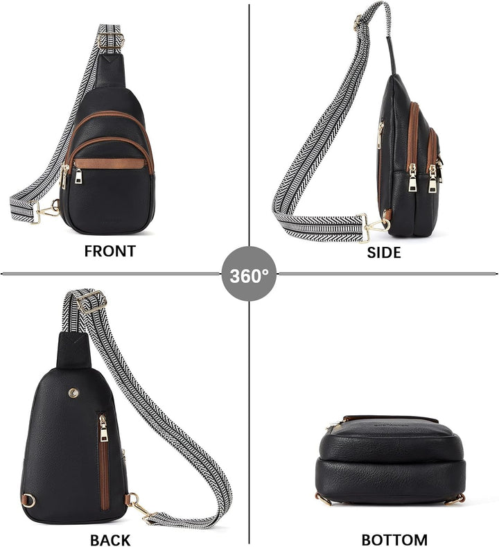 BOSTANTEN Brusttasche Damen Schulterrucksack Sling Bags Klein Umhängetasche Crossbody Bag PU Leder B