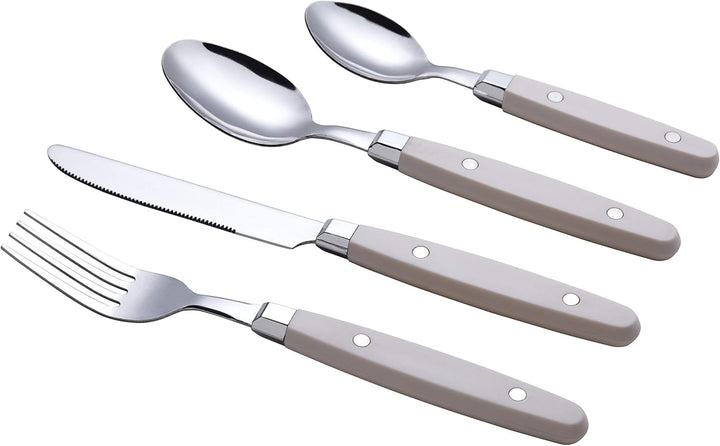 EXZACT Besteckset 24-teilig Edelstahl - mit Niet-Bastelgriffen/Besteck im Retro-Stil - 6 x Essgabeln
