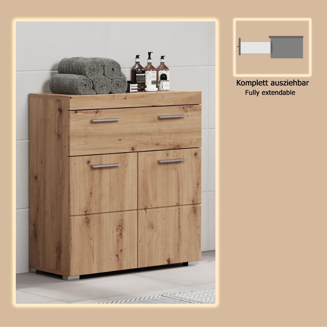 trendteam smart living - Kommode breit - Bad - Amanda - Aufbaumass (BxHxT) 73 x 79 x 31 cm - Farbe A