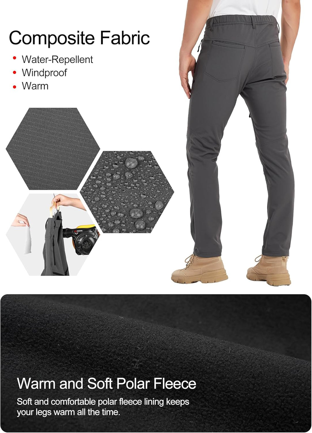 KUTOOK wasserdichte Softshellhose Herren Winter Outdoor Hose für Trekking Wandern Bergsteigen HP010