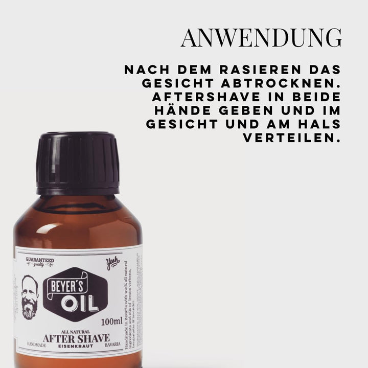 Beyer's Oil Aftershave Eisenkraut 100ml - Handgemacht in Bayern - 100% natürlich - Mit Hamamelis und