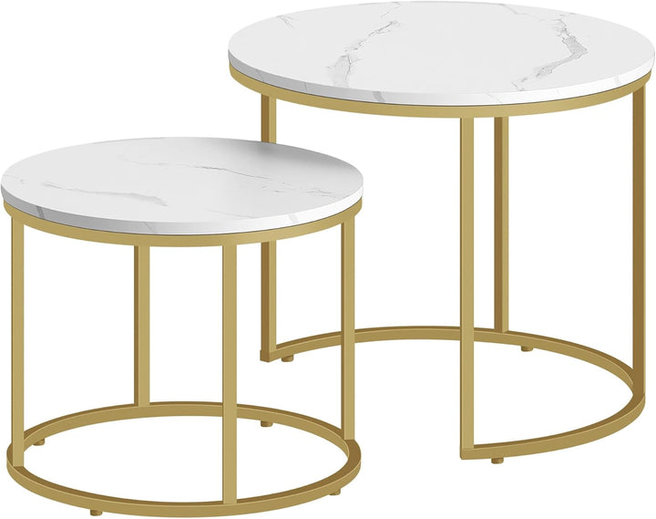 Home Collective Couchtisch 2er Set Rund Beistelltisch Loft Design 2 in 1 Verschachtelung Kratzfeste