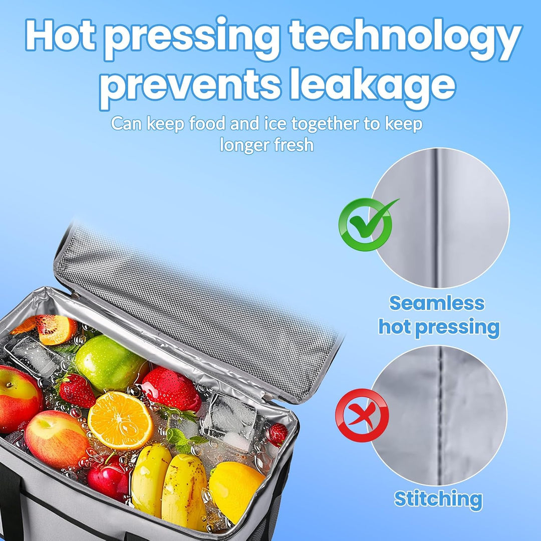 35L Gross Outdoor Kühltasche Faltbar, 60 Can Kühltasche Thermotasche Isoliertasche für Getränke &amp; Ge